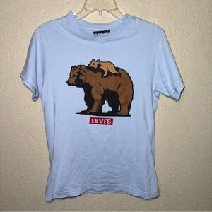 Levi’s Women’s Small Blue Graphic T Shirt Bear Cub Logo Cotton Short Sleeve Tee